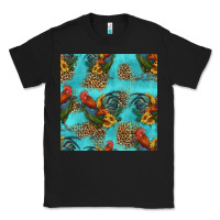Black rooster and sunflowers seamless pattern Classic Tee - HRA Design Shop