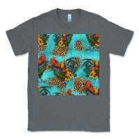 Charcoal Heather rooster and sunflowers seamless pattern Classic Tee - HRA Design Shop