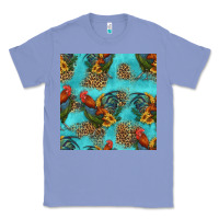 Colony Blue rooster and sunflowers seamless pattern Classic Tee - HRA Design Shop