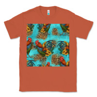Copper rooster and sunflowers seamless pattern Classic Tee - HRA Design Shop