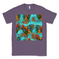 Lavender rooster and sunflowers seamless pattern Classic Tee - HRA Design Shop
