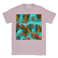 Lilac rooster and sunflowers seamless pattern Classic Tee - HRA Design Shop