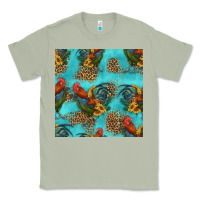 Matcha rooster and sunflowers seamless pattern Classic Tee - HRA Design Shop