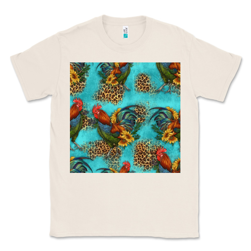 Rooster And Sunflowers Seamless Pattern Classic Tee by HRA Design Shop | Teevron