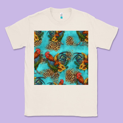 Rooster And Sunflowers Seamless Pattern Classic Tee Designed By Hra Design Shop