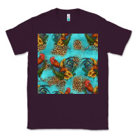 Plum rooster and sunflowers seamless pattern Classic Tee - HRA Design Shop