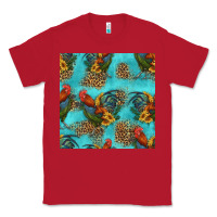 Red rooster and sunflowers seamless pattern Classic Tee - HRA Design Shop