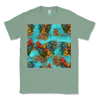 Sage rooster and sunflowers seamless pattern Classic Tee - HRA Design Shop