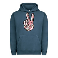 Pigment Midnight Navy baseball peace sign Urban Hoodie - Jasminsmagicworld