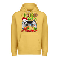 Antique Gold i paused my game for christmas Premium Hoodie - MaliasSmallBusiness