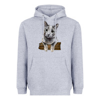 Heather Grey Russian Blue Cat Face Heavyweight Hoodie - LillyAllenDesigns