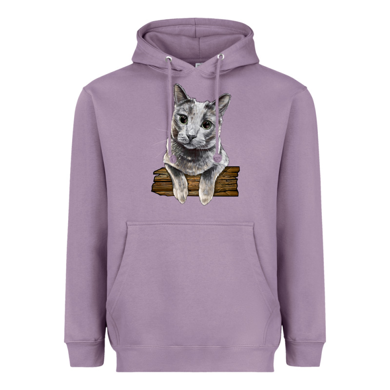 Russian Blue Cat Face Heavyweight Hoodie by LillyAllenDesigns | Teevron