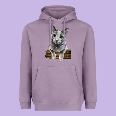 Russian Blue Cat Face Heavyweight Hoodie Designed By Lillyallendesigns