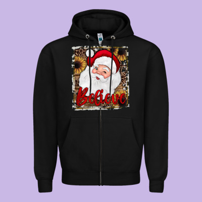 Believe Santa Zipper Hoodie Designed By Jahusdesignshop