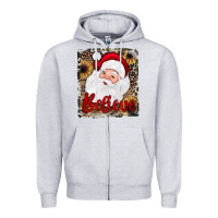 Heather Grey believe santa Zipper Hoodie - JahusDesignShop