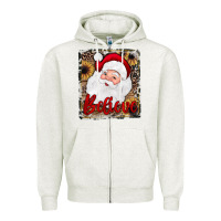 Oatmeal Heather believe santa Zipper Hoodie - JahusDesignShop