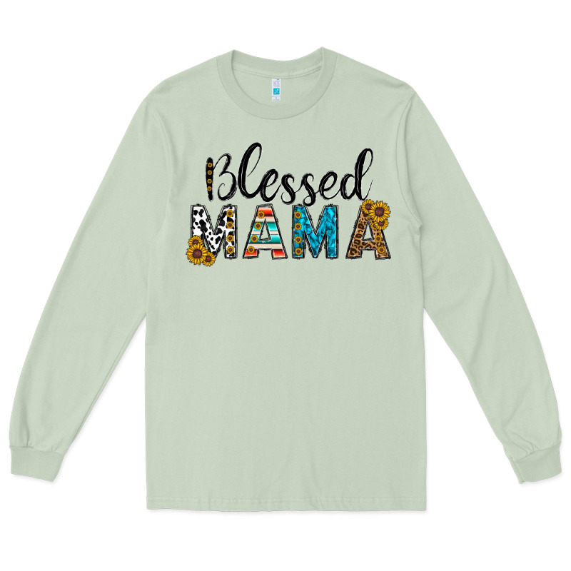 Blessed Mama Long Sleeve Tee by CowhideDigitalArt | Teevron