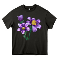 Asphalt Pasque Flower Illustrations Heavy Core Tee - LillyAllenDesigns