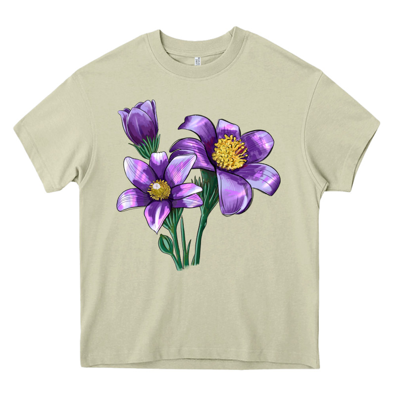 Pasque Flower Illustrations Heavy Core Tee by LillyAllenDesigns | Teevron