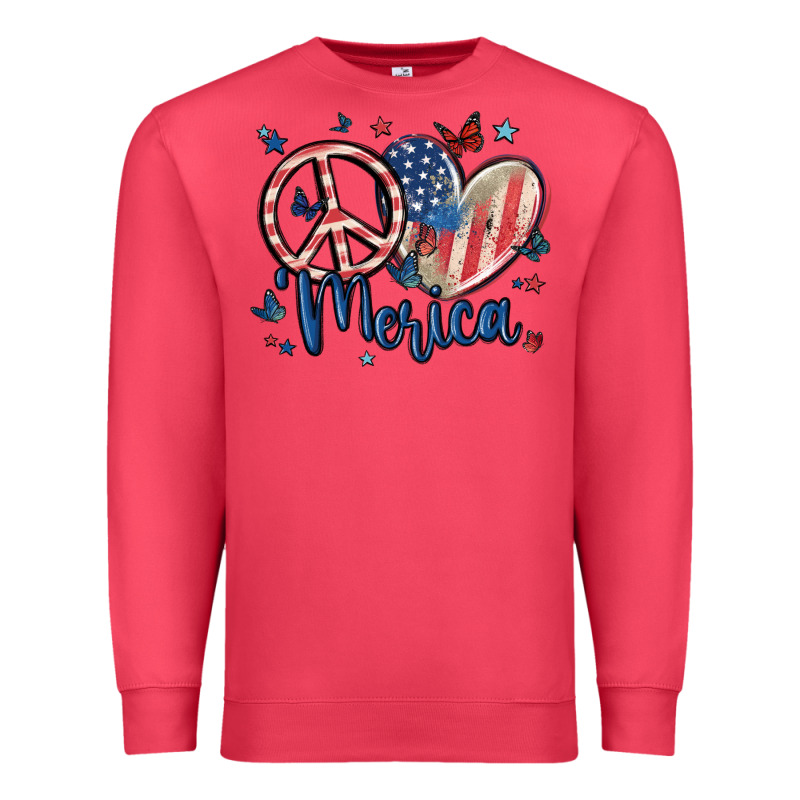 Peace Love 'merica Premium Sweatshirt by MaliasSmallBusiness | Teevron
