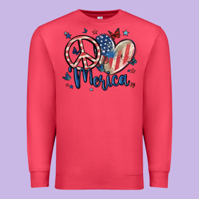 Peace Love 'merica Premium Sweatshirt Designed By Maliassmallbusiness