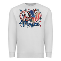 Dove Grey peace love 'merica Premium Sweatshirt - MaliasSmallBusiness