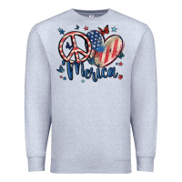 Heather Grey peace love 'merica Premium Sweatshirt - MaliasSmallBusiness