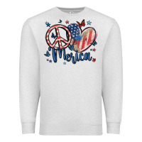 Oatmeal Heather peace love 'merica Premium Sweatshirt - MaliasSmallBusiness