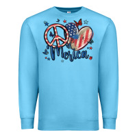 Ocean Blue peace love 'merica Premium Sweatshirt - MaliasSmallBusiness