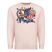 Pale Pink peace love 'merica Premium Sweatshirt - MaliasSmallBusiness