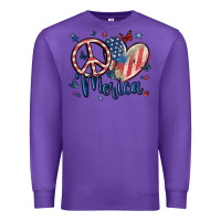 Purple peace love 'merica Premium Sweatshirt - MaliasSmallBusiness