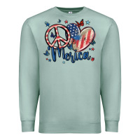Seafoam peace love 'merica Premium Sweatshirt - MaliasSmallBusiness