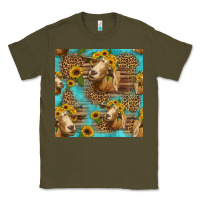 Army Green goat sunflowers seamless pattern Classic Tee - HRA Design Shop