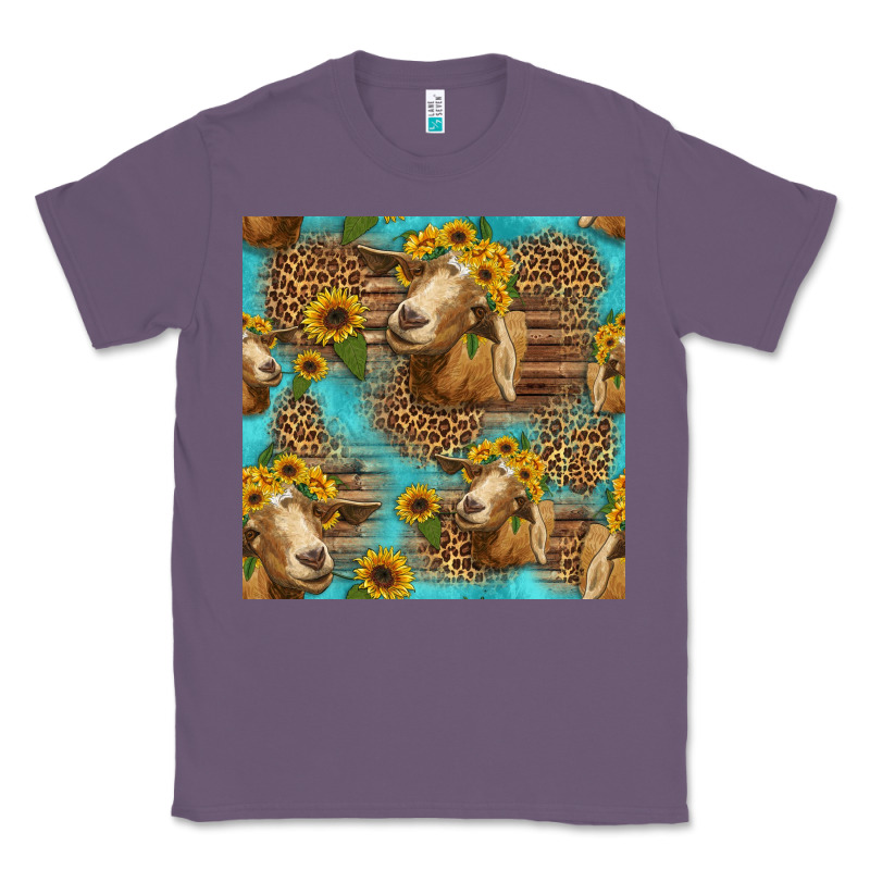 Goat Sunflowers Seamless Pattern Classic Tee by HRA Design Shop | Teevron