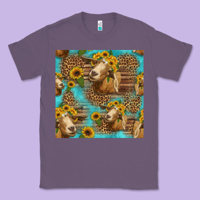 Goat Sunflowers Seamless Pattern Classic Tee Designed By Hra Design Shop
