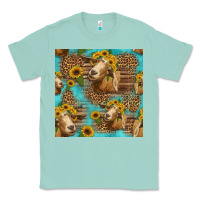 Seafoam goat sunflowers seamless pattern Classic Tee - HRA Design Shop