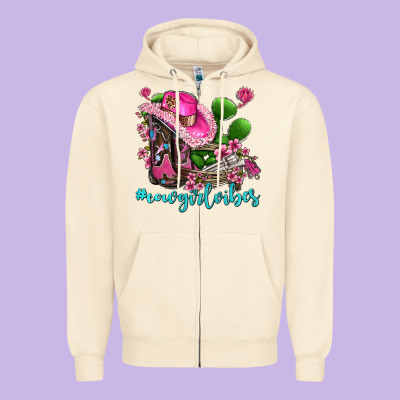 Cowgirl Vibes With Boots And Gun Zipper Hoodie Designed By Adodesignshop