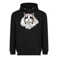 Black Ragdoll Face Cat Heavyweight Hoodie - LillyAllenDesigns