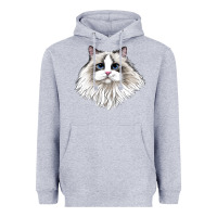 Heather Grey Ragdoll Face Cat Heavyweight Hoodie - LillyAllenDesigns