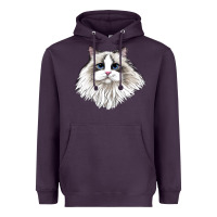 Plum Ragdoll Face Cat Heavyweight Hoodie - LillyAllenDesigns