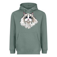 Sage Ragdoll Face Cat Heavyweight Hoodie - LillyAllenDesigns