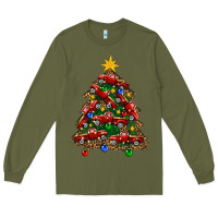 Army Green christmas truck tree Long Sleeve Tee - FaDigitalArtStudio
