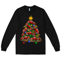 Black christmas truck tree Long Sleeve Tee - FaDigitalArtStudio