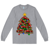 Heather Grey christmas truck tree Long Sleeve Tee - FaDigitalArtStudio