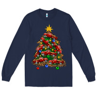 Navy christmas truck tree Long Sleeve Tee - FaDigitalArtStudio