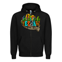 Black yeehaw and cactus with horseshoe Zipper Hoodie - AdoDesignShop