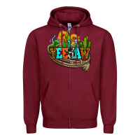 Burgundy yeehaw and cactus with horseshoe Zipper Hoodie - AdoDesignShop