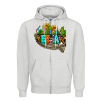Dove Grey yeehaw and cactus with horseshoe Zipper Hoodie - AdoDesignShop