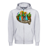 Heather Grey yeehaw and cactus with horseshoe Zipper Hoodie - AdoDesignShop