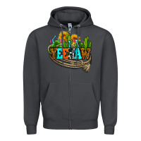 Smoke yeehaw and cactus with horseshoe Zipper Hoodie - AdoDesignShop